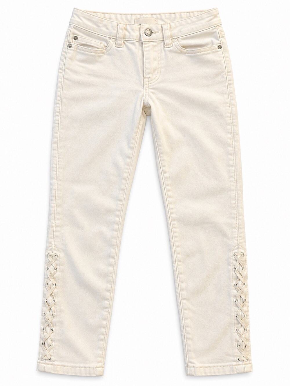 Chelsea & Violet Women’s White Skinny Stretch Jeans Size 30 Lace-Up Ankle